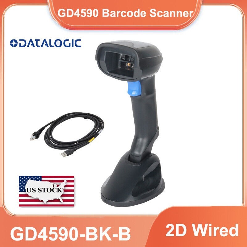 Datalogic Gryphon GD4590-BK-B 1D 2D Handheld USB Barcode Scanner Reader w/ Base
