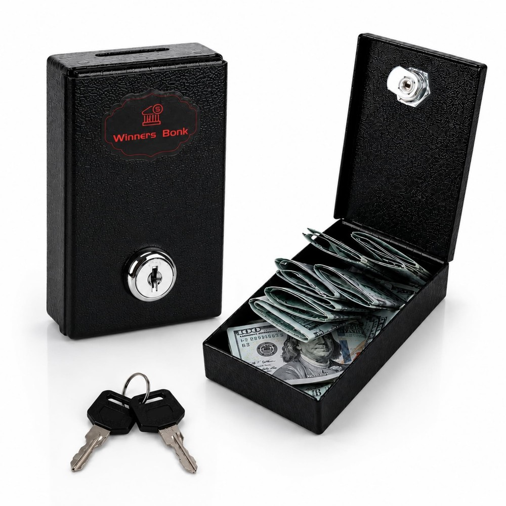 Winners Bank Gift for Gambler Portable Pocket 4.3 x 2.36 x 0.98 inches, Black