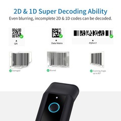 Portable 2D Bluetooth Wireless Barcode Reader Scanner Stand, Symcode Handheld
