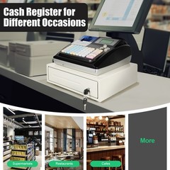48 Keys Electronic Cash Register, LED Retail POS System W/ Printer, Cash Drawer