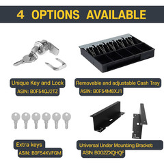16&Prime; Heavy Duty Black POS Cash Drawer, 5B5C, No Logo, Stainless Steel front