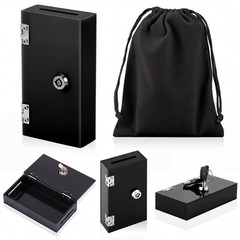 1 Pack Casino Money Box With Key Acrylic Money Bank Secure Cash Lockbox Black