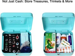 Light Blue Cash Box with Key Lock – Durable Secure Storage for Cash & Medication