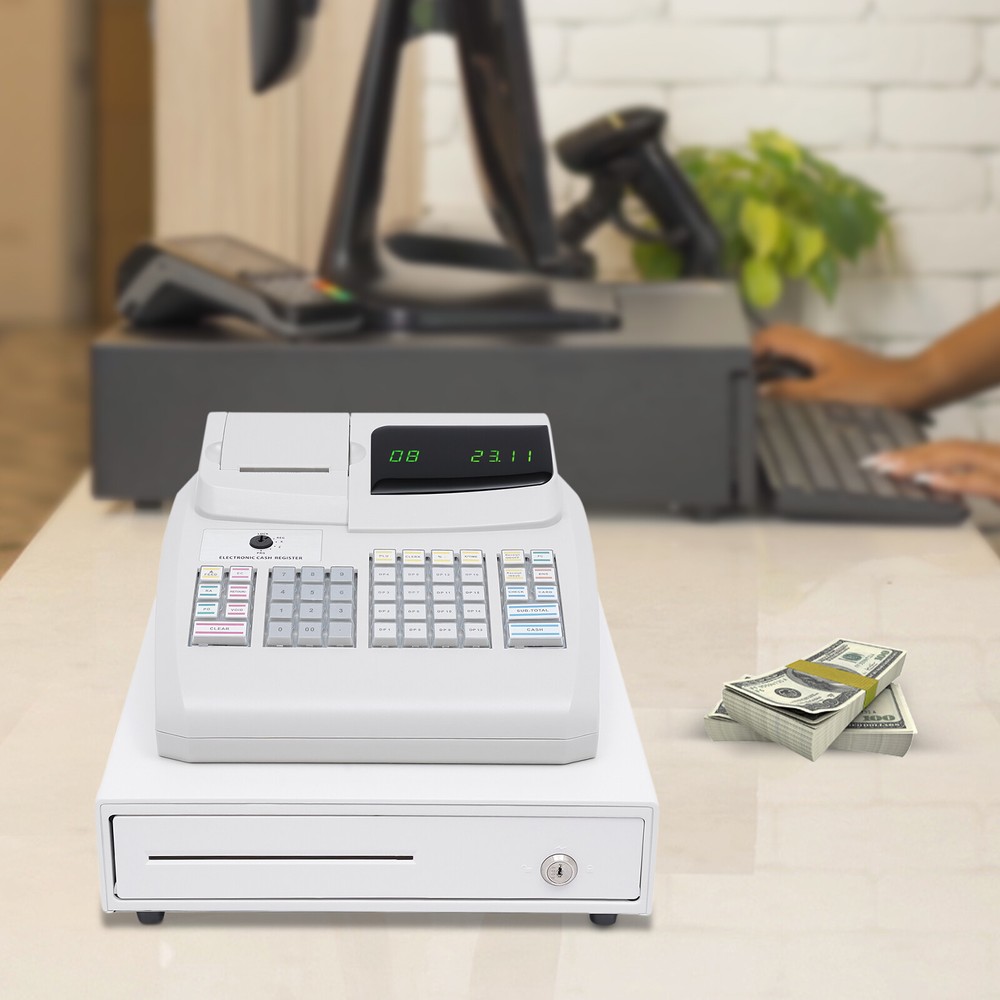 Electronic Cash Register POS System 47 Keys with Drawer LED Display For Retail