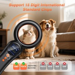 Pet Microchip Scanner, FDX-B(ISO11784/85) EMID Animal Micro Chip Reader 500 R…