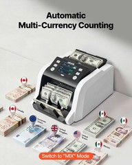 VEVOR Mixed Denomination Money Counter Machine, 1200 Notes/Minute, Cash WR960