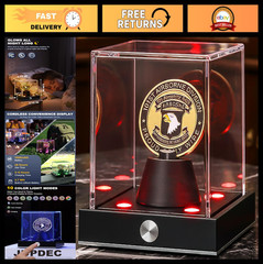 Cordless LED Acrylic Coin Display Case – Light Up Showcase for Sports Memorabili