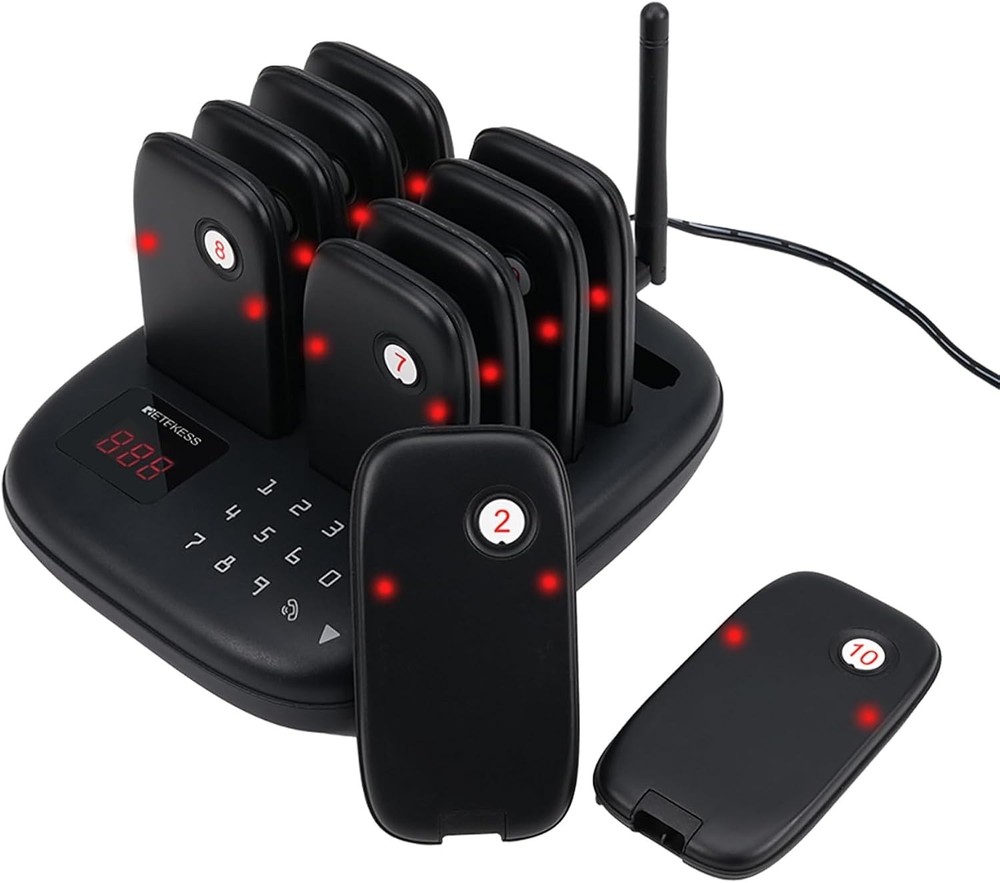 TD175S Restaurant Pager System, Pagers For Restaurant, 10 Beepers For Food Truck