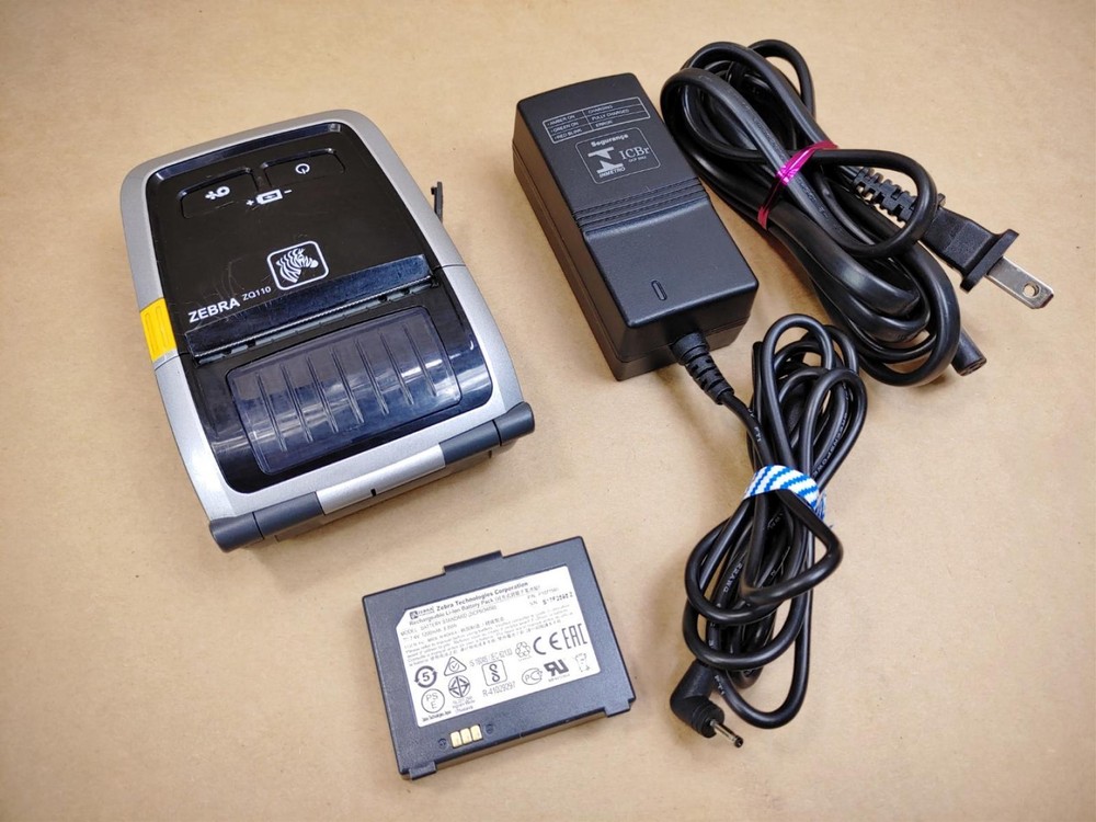 Zebra ZQ110 Mobile Thermal Label Receipt Printer w/ Battery & A/C ✔✔✔ **READ**