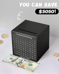 Money Saving Box, Unbreakable Piggy Bank for Adults Save $5,050 Metal Savings…