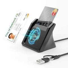 2-in-1 Smart Card Reader NFC USB A C CAC Military DOD ID Bank Chip Card Reader