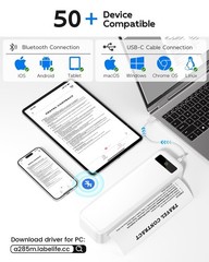 Portable Printers Wireless for Travel, A285M Bluetooth Inkless Thermal Printe…