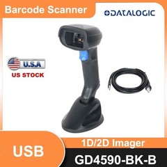 Datalogic GD4590-BK-B USB 1D 2D Handheld Barcode Scanner Reader with Base USA