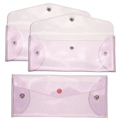 8.5×3.5 Inch Money Bag, 3Pcs PVC Cash Deposit Bank Pouch Envelopes, Purple