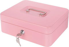 Pink Cash Box with Money Tray and Lock, Metal Money Box for Cash, Lock Box