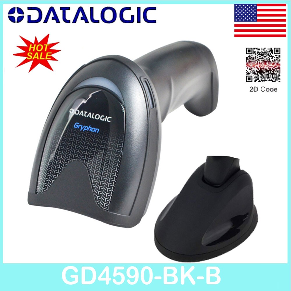 Datalogic Gryphon GD4590-BK-B 1D 2D Barcode Scanner Reader W/ USB Cable Base US