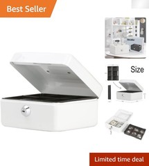 Sturdy Key Lock Cash Storage Box – Conveniently Portable for Home & Office Use