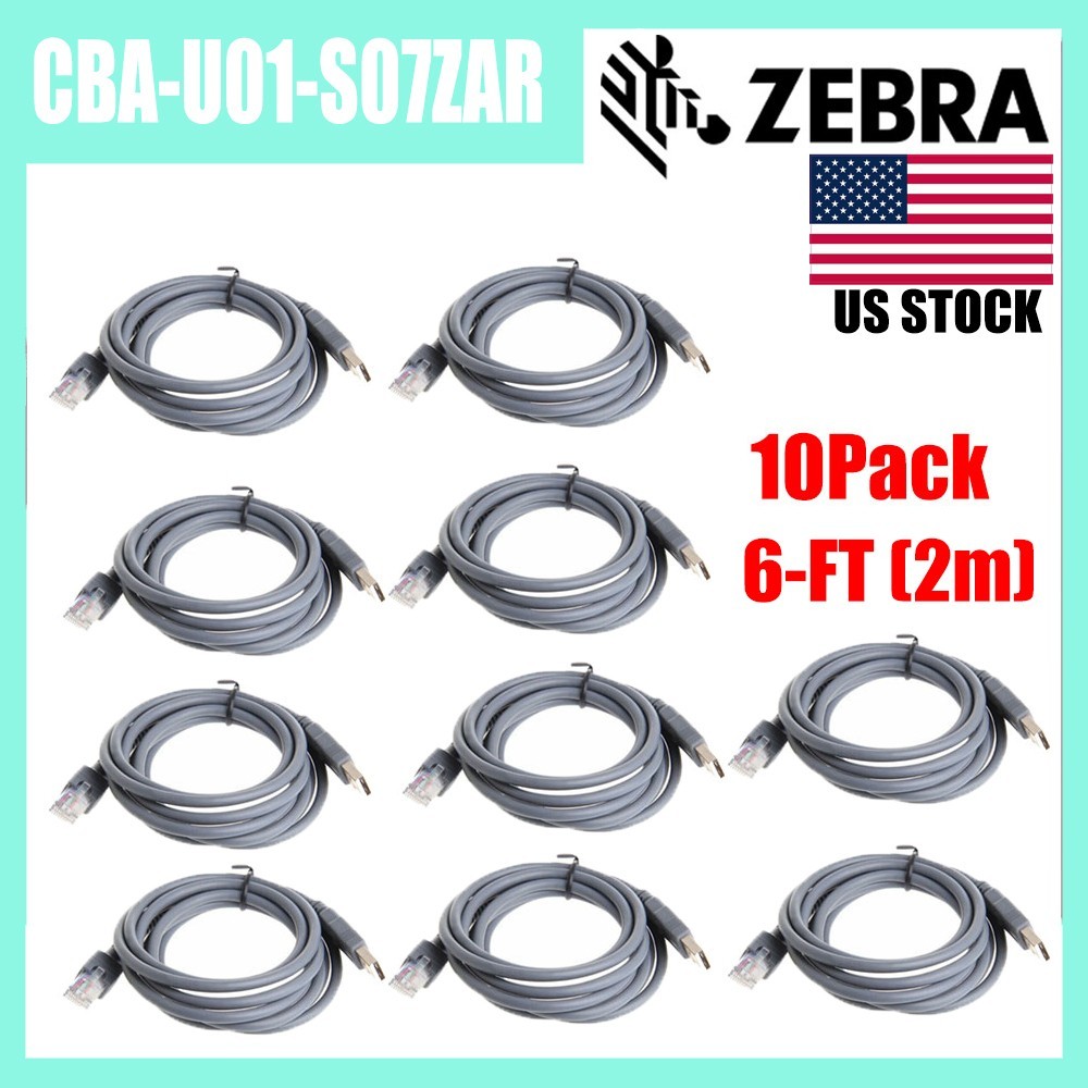 10 Pack 6FT USB Cable Barcode Scanner Cord For Symbol LS2208 CBA-U01-S07ZAR US