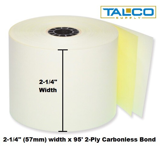 (36) 2-1/4&Prime; x 95&prime; 2-PLY CARBONLESS POS RECEIPT PAPER ROLLS ~FREE SHIPPING~