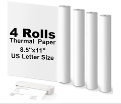 Thermal Printer Paper 8.5 »x11 » US Letter Size, 4 Rolls BPA free Quick-Dry Ther