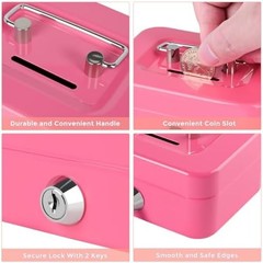 Cash Box with Lock Small Cute Coin Lock Box with Money Slot Mini Portable Gamble