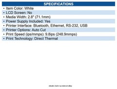 Sewoo TS200WFWHUS Ts200 Thermal Receipt Printer White – Usb + Serial + Ethernet