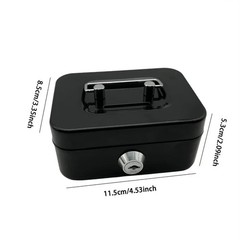 Small Cash Box with Money Tray and Lock, Metal Cash Lock Box with Key