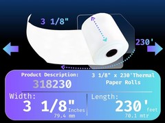 (50 Rolls) 3 1/8 x 230 Thermal Paper Receipt Rolls (55 GSM Premium Quality Germa