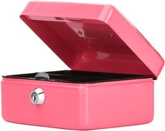 Compact 5.9&Prime; Pink Cash Box with Key Lock and Money Tray – Perfect for Festivals