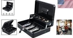 Metal Money Box with Key Lock – 4 Bill & 5 Coin Slots for Ultimate Organization