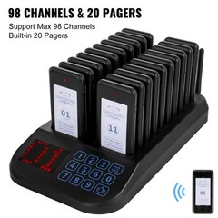 VEVOR Restaurant Coasters 20 Pagers Wireless Calling System TouchScreen Display