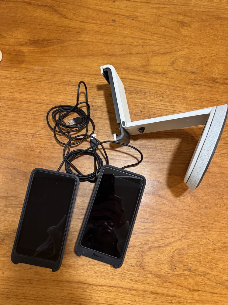 shopify pos terminals with docks + tablet stand – brand new – used for 3 days!