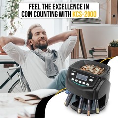 Kolibri KCS-2000 Professional USD Coin Counter Machine, Medium, Black