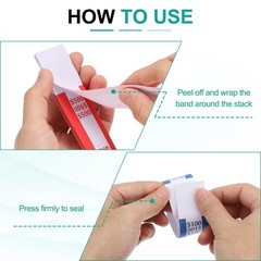 200Pcs Money Band 500 Dollar Money Bill Wrapper Self-Adhesive Bill Band Red