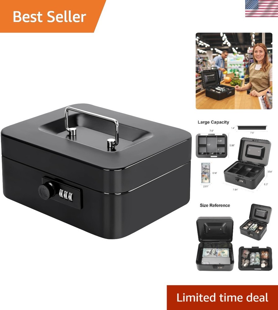 Portable Secure Medication Lock Box with Money Tray – Dimensions: 7.87 »x6.3 »