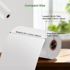 2 1/4&Prime; inch x 50&rsquo;ft Thermal Paper (50 Rolls), BPA Free Receipt Paper, 58mm Th…