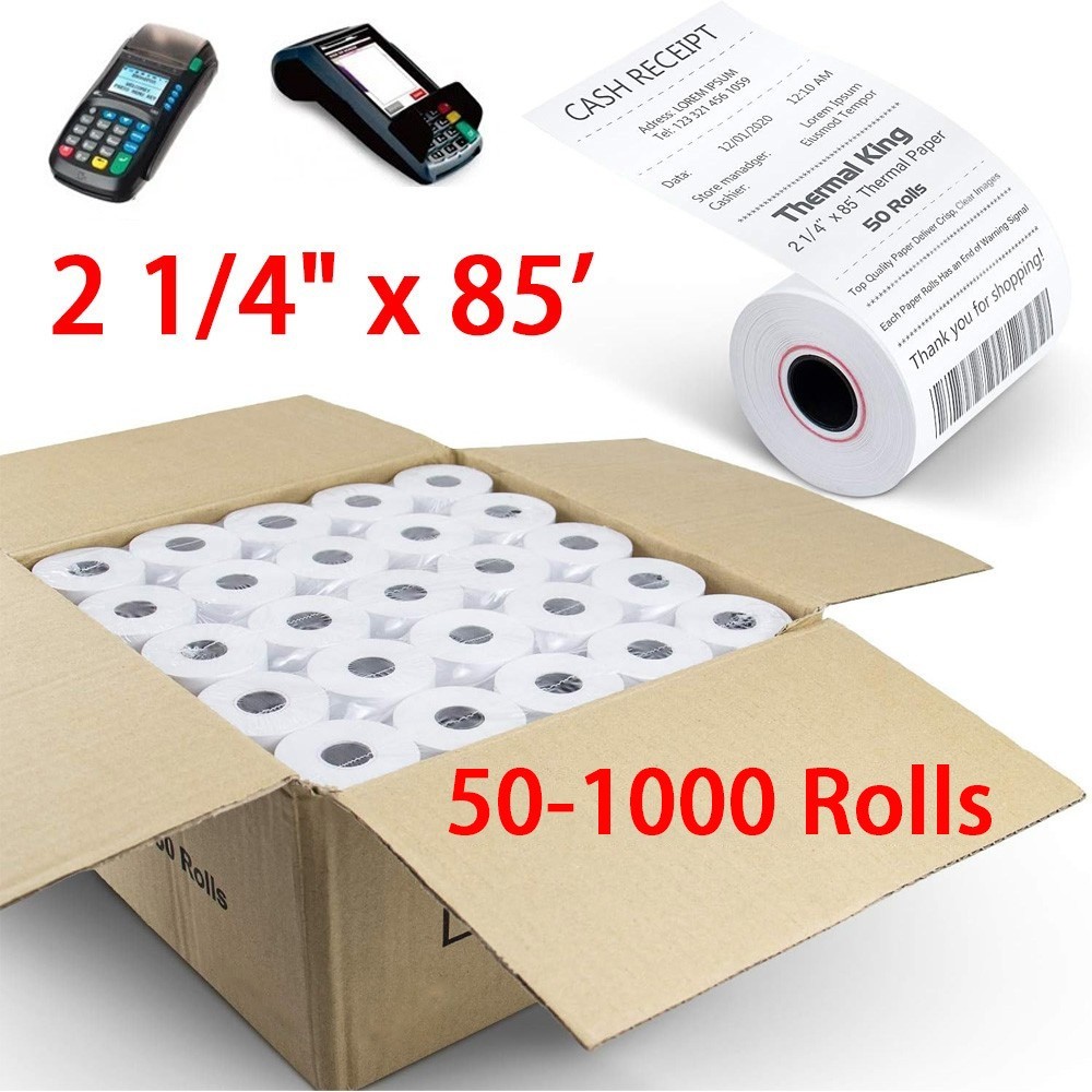 50 Rolls 2 1/4&Prime; x 85&prime; Thermal Paper Credit Card Cash Register POS Receipt Paper