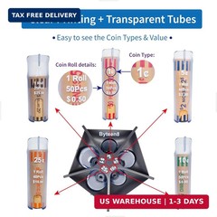 Coin Counter Coin Sorter Tube｜Creative 5-in-1 Change Sorter Coin Organiz