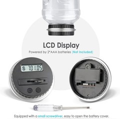 Large Coin Counting Bank with LCD Screen, 1.8L Capacity, Compatible with US
