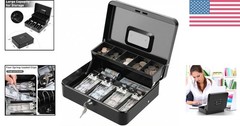 Black XL Cash Box with Key Control and Easy Transport Handle – Quality Assurance