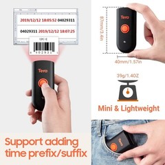 Tera Mini 1D 2D QR Wireless Barcode Scanner, Waterproof Shockproof Pocket Sca…