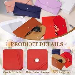 12Pcs PU Leather Envelope Wallet Money for Women Men Red
