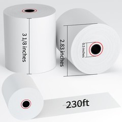 Thermal Receipt Paper Rolls, 3-1/8 x 230ft Thermal Paper, POS Cash Register P…