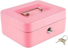 Locking Steel Medium Cash Box with Removable Coin Tray and Key Lock,7.87&Prime;x 6….