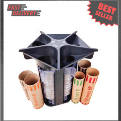 Coin Counter Change Sorter Tube with Coin Wrappers 5 in 1 Manual Coin Sorting