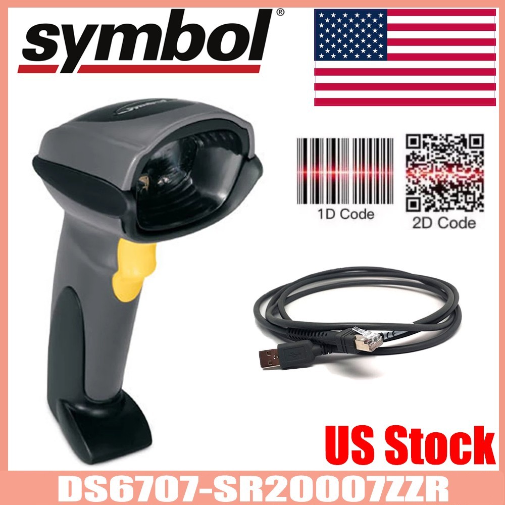 Symbol Motorola DS6707 Handheld Barcode Scanner DS6707-SR20007ZZR w/ USB Cable