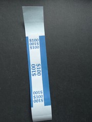 1 – Blue $100 Cash Money Self-Sealing Straps Currency Bands