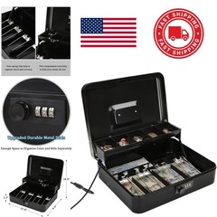 Tabletop Cash Box with Combination Lock and Heavy Duty Construction for Security