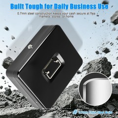 KYODOLED Cash Box with Key Lock–0.7mm Thick Metal Money XL-Key Lock, Black-1