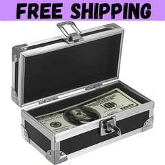 Cash Box with Lock, Aluminium Alloy Money Box for Cash Lockable Money Storage Bo
